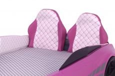 Дитяче ліжко машина GTR Pink 190х90 см з підсвіткою, музикою, шкіряний салон, пультом